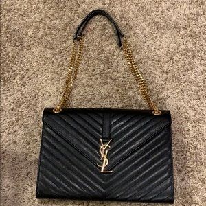 Saint Laurent Black and Gold Shoulder Bag
